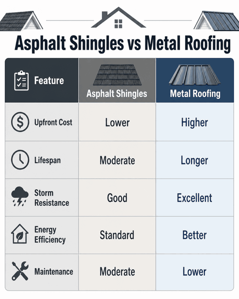 Asphalt vs Metal Roofing in Columbus